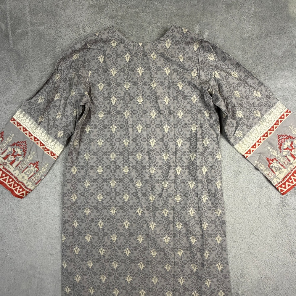 NWT J. Junaid Jamshed Women Grey Cotton Embroidered Kurta Tunic‎ Small - Picture 16 of 16